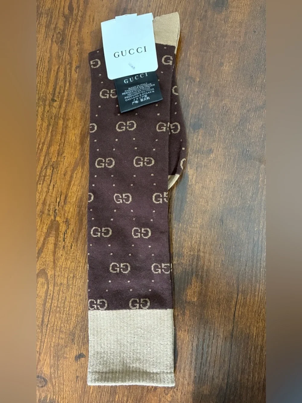 Luxury Brown & Tan Gucci Knee High Socks